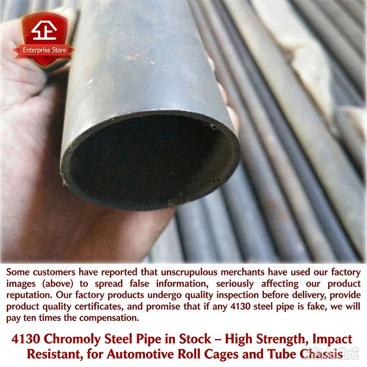 OD22.2x1.2(WT) 4130 Chromoly Seamless Steel Tubing for Modified Car Roll Cages and Rock-Crawling Buggy Chassis