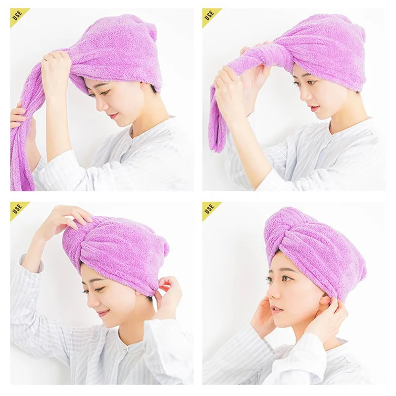 Double Layered Thickened Dry Hair Cap For Women With Strong Water Absorption And Quick Drying Bag Hair Towel Shower Cap