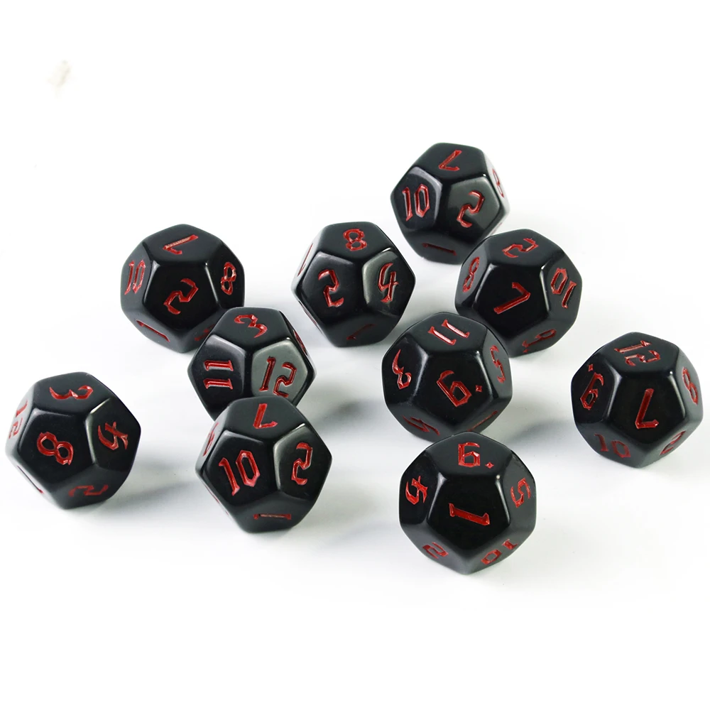 Opaco poliédrico Dices para o Ensino, 12-Sided Jogo Dice, Matemática, Tabletop Jogos, Party Gift Acessórios, 10Pcs