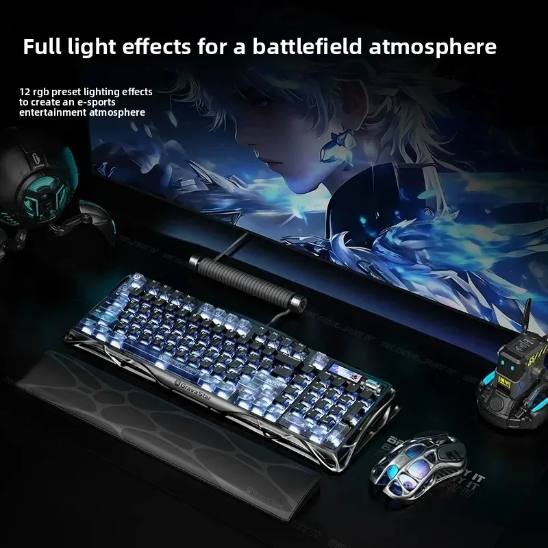 GravaStar K98 Gloomy‑Night Tri‑Mode Wireless Mechanical Keyboard TFT Hot‑Swap RGB Optional M1/M2 Gaming Mouse For PC Esport