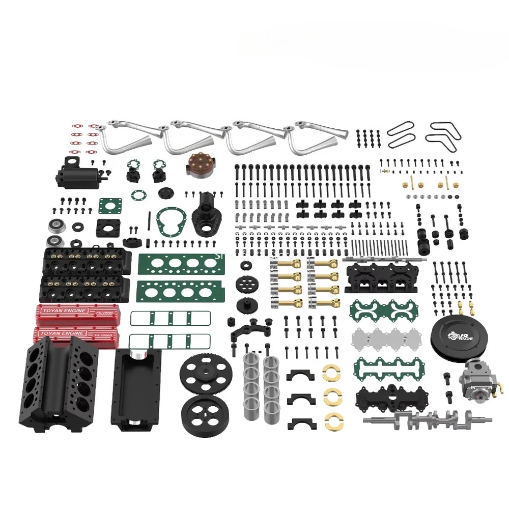 TOYAN V8 Metal Engine Model DIY 28cc Gasoline Engine Model Kit Water Cooled Version That Works Includes Starter Group Toys Gift