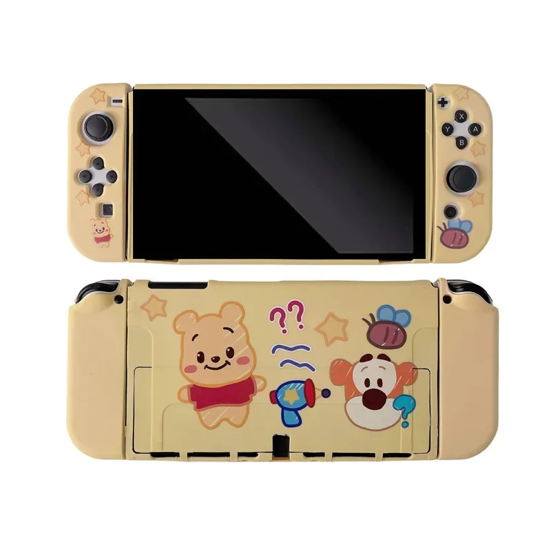 Disney Cartoon Winnie the Pooh Stitch Silicone Split Soft Protective Case For Switch Oled NS Game Console Controller Accessories