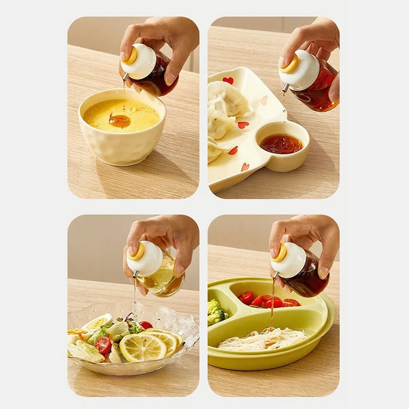 100ml Press Type Seasoning Storage Bottle Spice Metered Oil Control Bottle Cooking Oil Jar Glass Bottle
