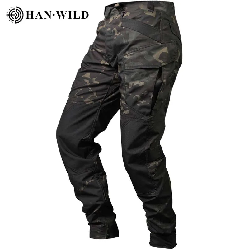 HAN WILD Tactical Pants Men Outdoor Camping Pant Combat Trousers Fishing Pants Tear-proof Hiking Pants Camouflage Hunting Pants