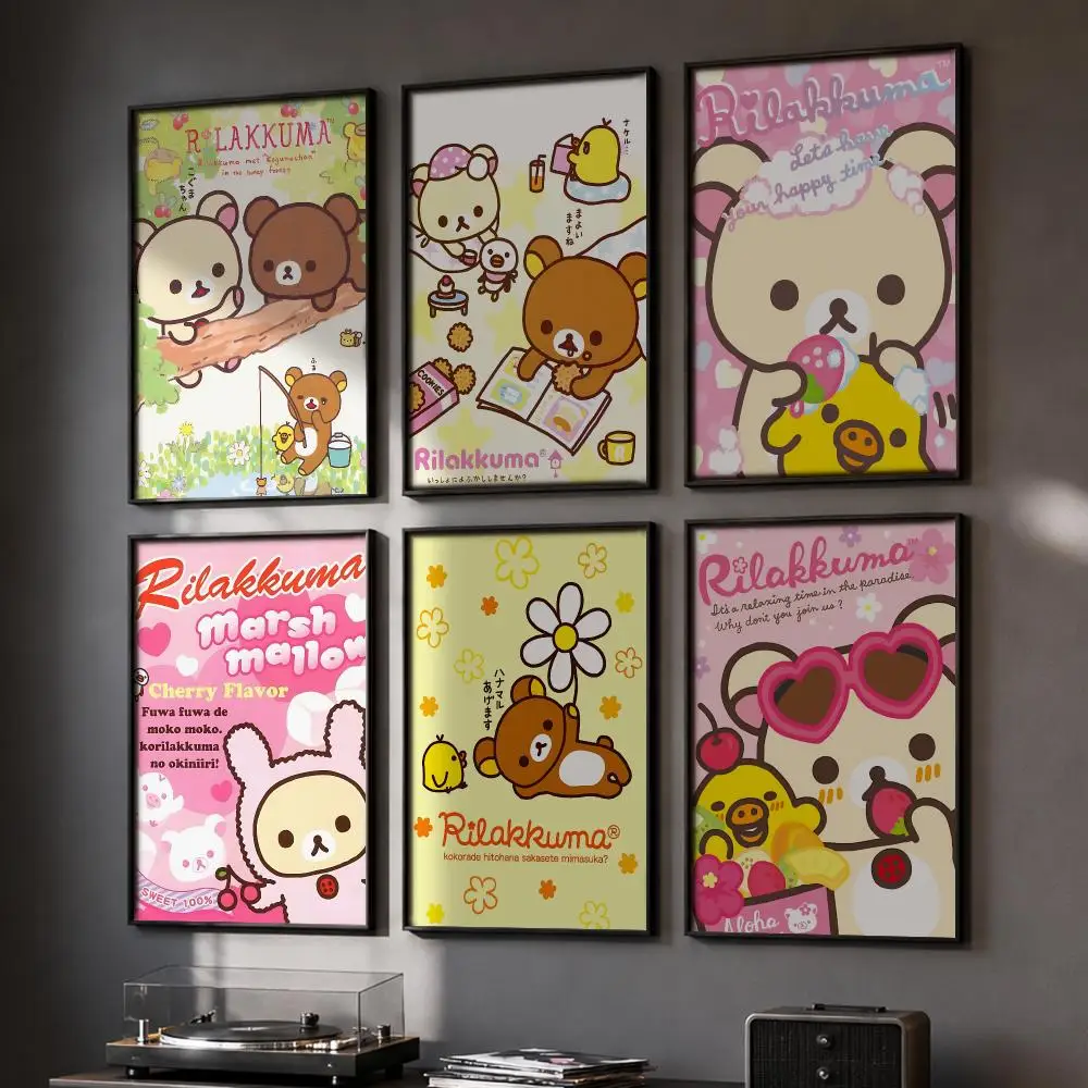 R-Rilakkuma Cute Cartoon Poster HD Home Wall Stickers House Hallway Living Room Bedroom Bar Office Decor Art Prints