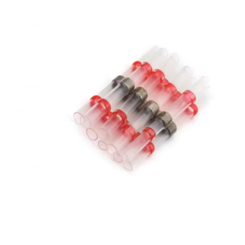50/100/500/1000PCS Waterproof Solder Seal Sleeve Splice Terminals Copper Heat Shrink Electrical Wire Butt Connector AWG22-18 Red