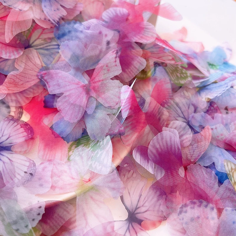 100Pcs 5cm Organza Butterfly With Rhinestone Appliques For Wedding Dress DIY Jewelry Clothes Headwear Decoration