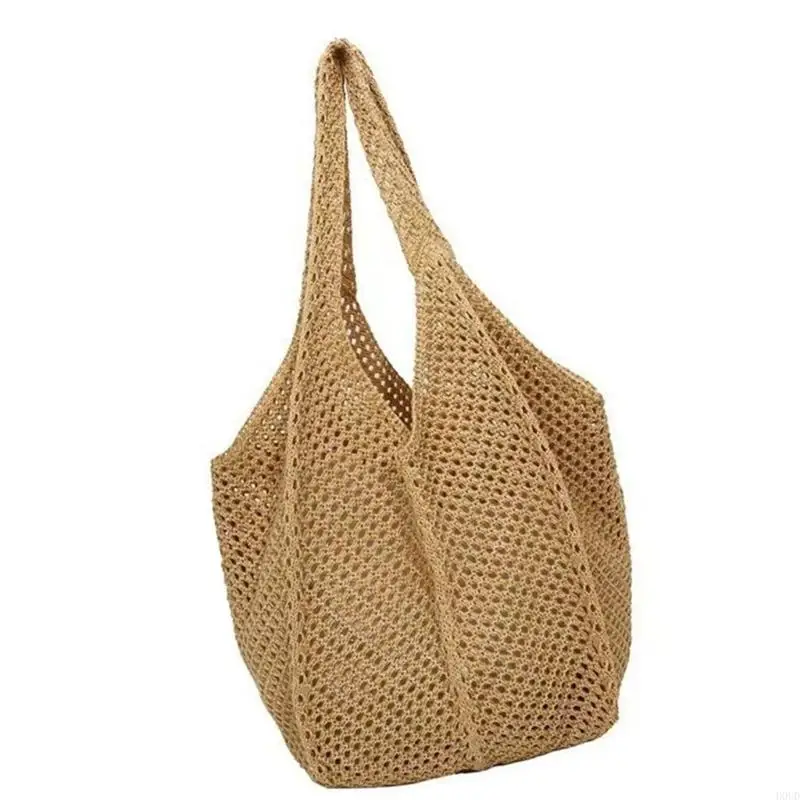 D0UD Trendy Women's Mesh Beach Bag Crochet Knit Bag for Stylish Summer Looks