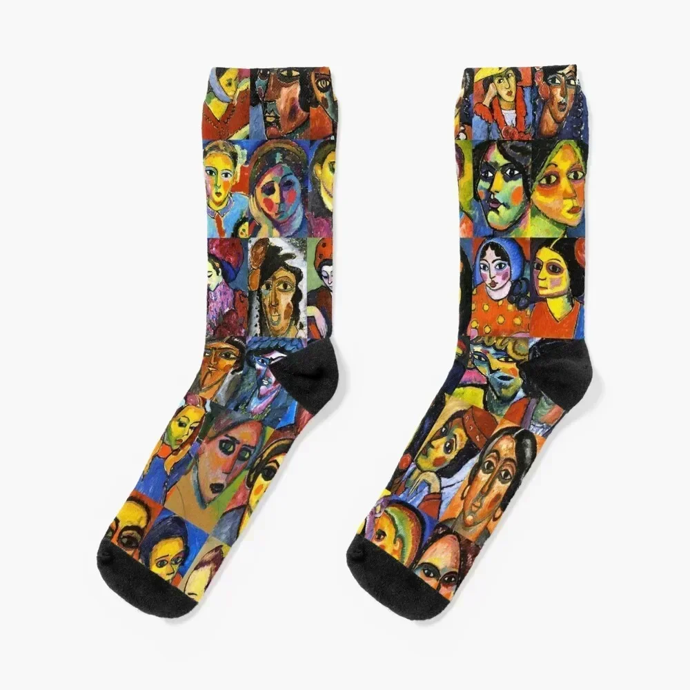 

Jawlensky Faces Socks funny gifts Soccer hiphop christmas stocking Luxury Woman Socks Men's