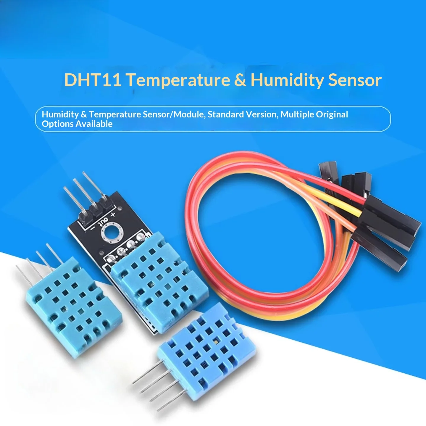 DHT11 Temperature Humidity Sensor Module Single Bus Digital Output 3.3V-5V High Precision Compatible with DHTC11
