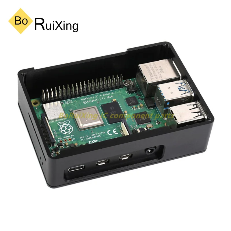 1PCS/LOT PI4-CASE-G Raspberry Pi Generation 4 Special Cooling Dual Fan Housing Frosted Case Aluminum Alloy Material