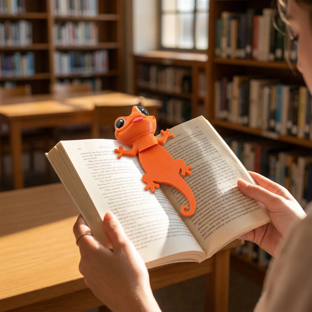 Gecko-Lesezeichen Lustiger Seitenmarkierer für Buchliebhaber Kreatives 3D-gedrucktes Niedliches Großäugiges Gecko-Lesezeichen Lernzubehör