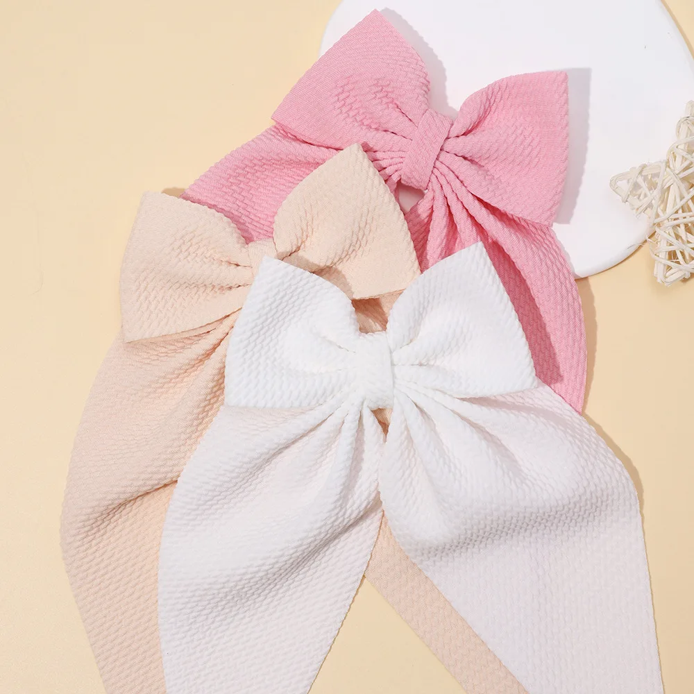 Wholesale 4.7 Inch 12Pcs/Lot Fabric Bow Hairgrips Women Girls Long Tails Bowknot Hair Clips Barrettes Kids Hair Accessories