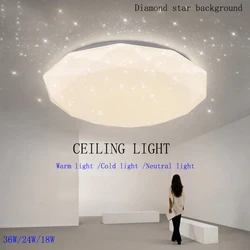 다이닝룸용 LED 천장 램프, 별이 빛나는 하늘 LED 천장 샹들리에, 거실 침실 장식 조명 기구, 36W, 24W