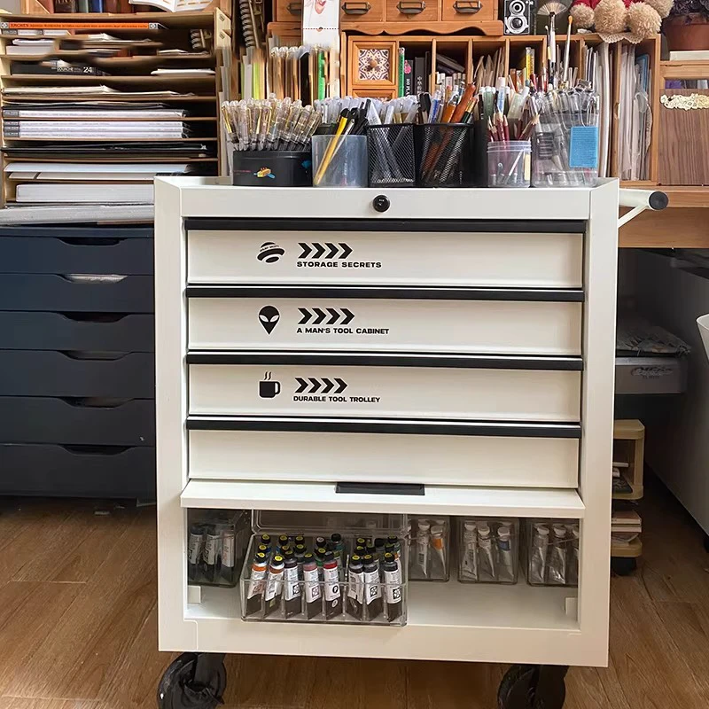European Simplicity Multi-level Storage Cabinet Barber Shop Salon Tool Storage Rack Industrial Style Decoration Small Trolley