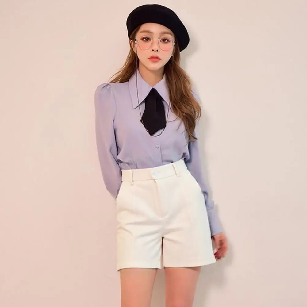 Спортивные женские брюки. Стильные женские широкие шорты с высокой талией и карманами. Летний костюм. Шорты для ношения. Эластичная молния на пуговицах.