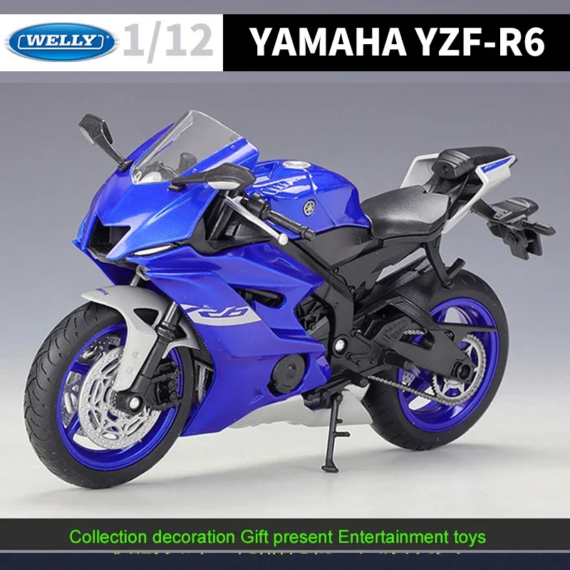 WELLY 1:12 2020 YAMAHA YZF-R6 Diecast Motorcycle Model Heavy Duty Travel Diecast Motorcycle Alloy Toy Car Collection Kid B493