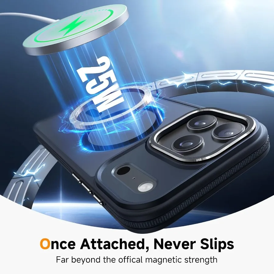 حافظة حماية مغناطيسية 3 في 1 لهاتف آيفون 17 برو مع توافق MagSafe بدون خياطة، تصميم متعدد الاتجاهات مقاوم للصدمات، رفيع T