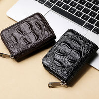 Crocodile Pattern real Leather Credit Card Holder Cowhide Coin Wallet Women and Men Zipper Bag ID VIP Bank Slim Cards Holders