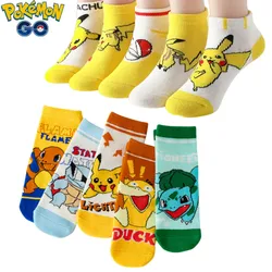 5Pairs Pokemon Socks Anime Figure Pikachu Cartoon Boy Pokemon Pikachu Children's Socks Kawaii Child Soft Gift boy Girls Clothing