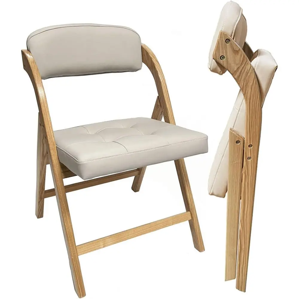 

Stackable Padded Dining Chairs, Natural Set of 2 for Kitchen, Bedroom, Living Room, or Parties