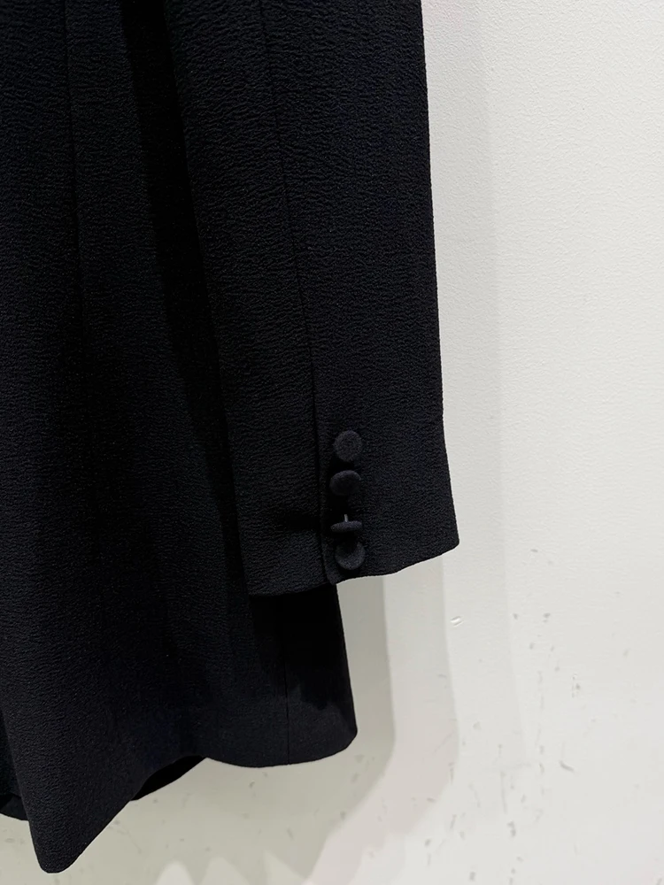 Spring Summer Fashion Office Lady Black Sexy Mini Pencil Dress Women's Turn-down Collar Geometric Patchwork Long Sleeve Dresses view 5