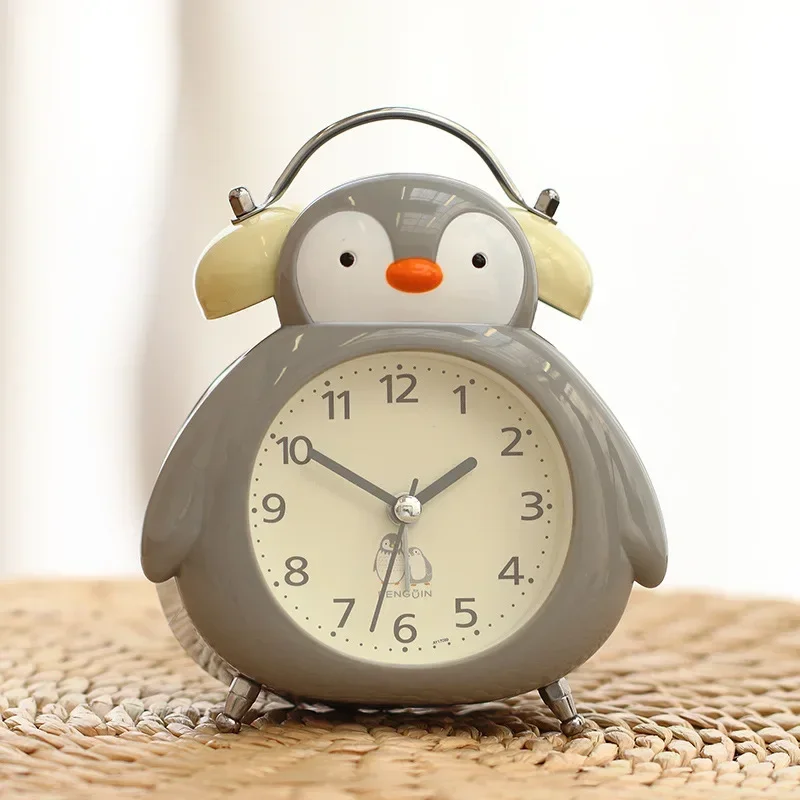 Ticktockery Penguin Cartoon Ringing Alarm Clock Ringing Noisy Children Bedside Luminous Second Sweeping Mute Bedroom Bedside