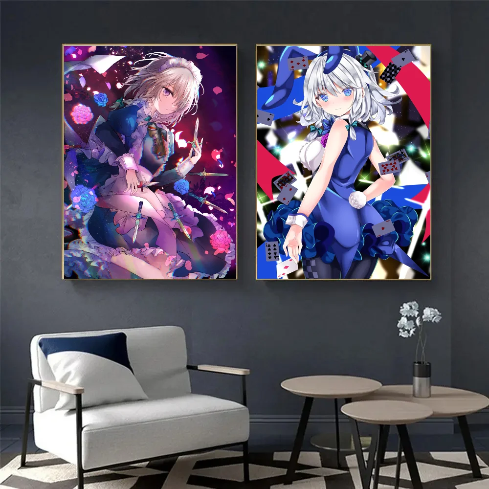 Sakuya Izayoi Whitepaper Poster Waterproof Paper Sticker Coffee House Bar Posters Wall Stickers