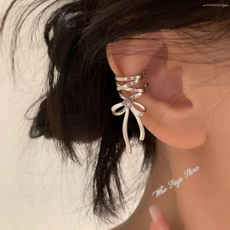 New Elegant Aesthetics Bow knot Clip Earring Women Non-Piercing Ear Clips Ballet Ribbon Style Ear Cuff Fashion Earrings Jewelry