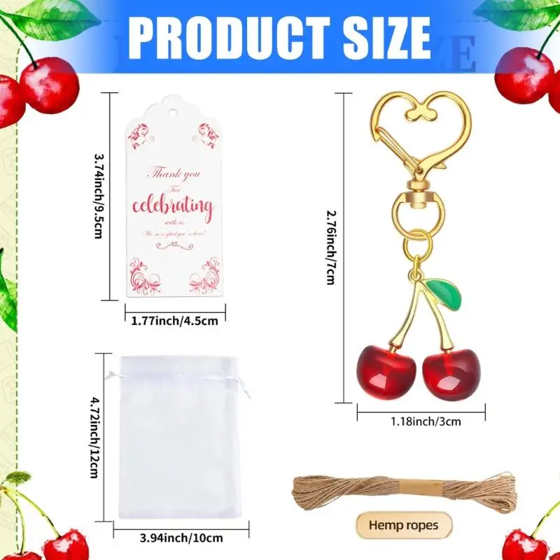 Bright Cherries Design Keychains Party Accessory Practical Gift for Everyday Carry Y4QC