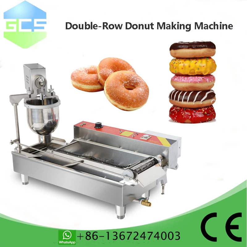 

Коммерческий двухрядный прибор для изготовления пончиков большого объема | Промышленный цепной конвейер | 3 формы для универсальных колец для пончиков