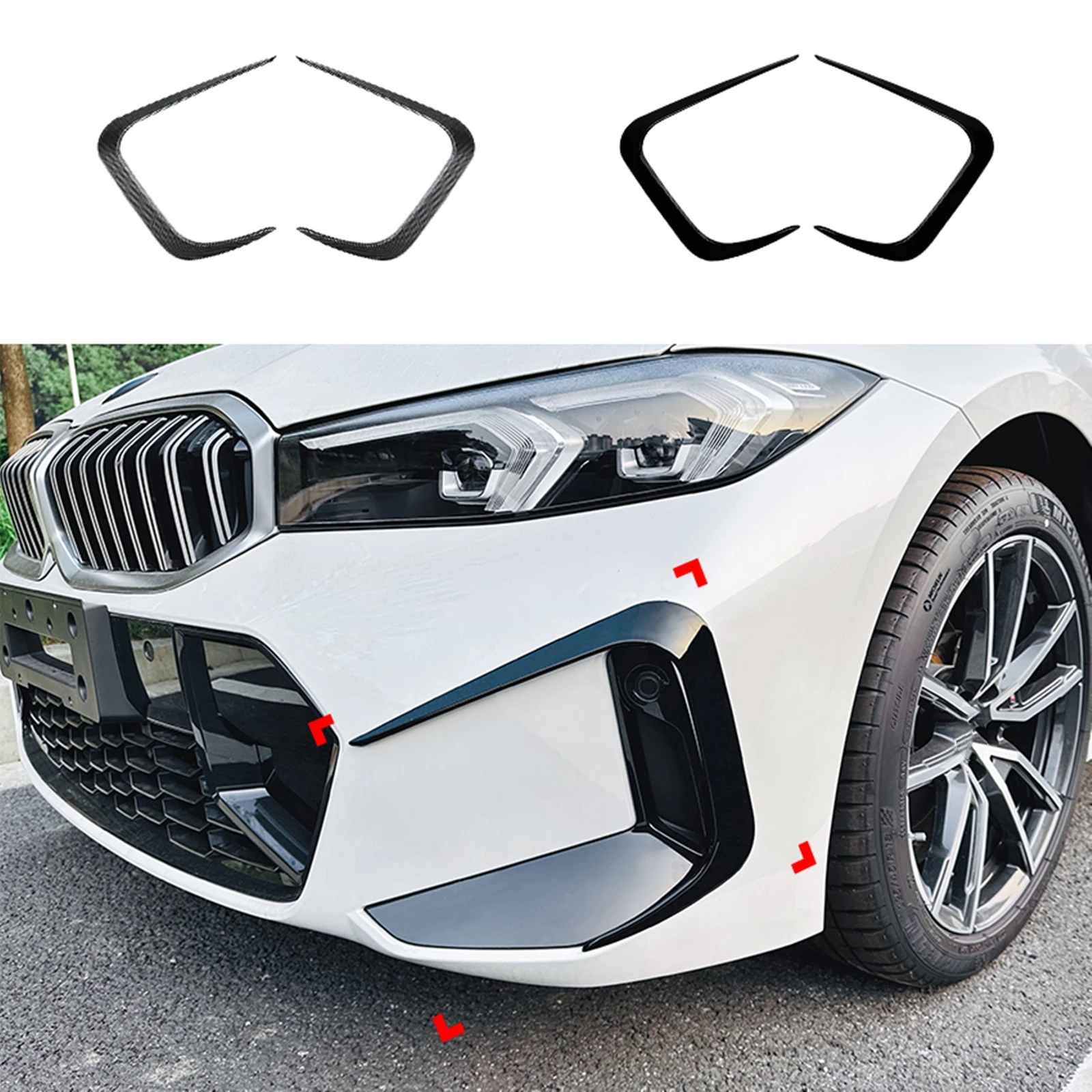 2PCS Car Front Side Air Vent Trim Boot Trunk Spoiler Cover Splitter Canards For BMW 3 Series G20 G21 LCI 330i M340i M Sport 2023