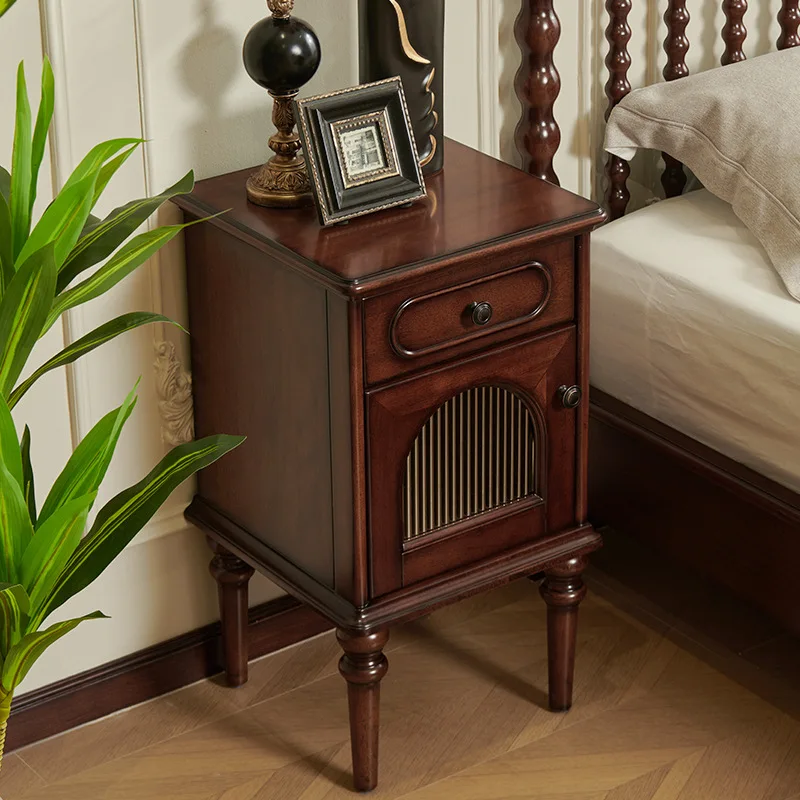 

Bedside Table All Solid Wood Vintage Single Drawer Wood Classic Master Bedroom Bedside Cabinet