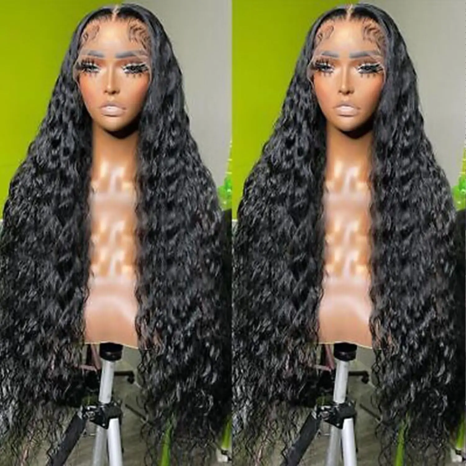 

40 42 Inch Curly Wave Human Hair Wig 13x6 Hd Lace Frontal Wig 300 High Density 13x4 Hd Transparent Lace Black Choice For Women