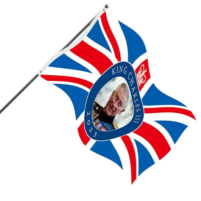 King Charles III Bunting Our New King Union Jack Flag 3x5 FT British Flag Coronation Flags King Charles Great Britain Flag For