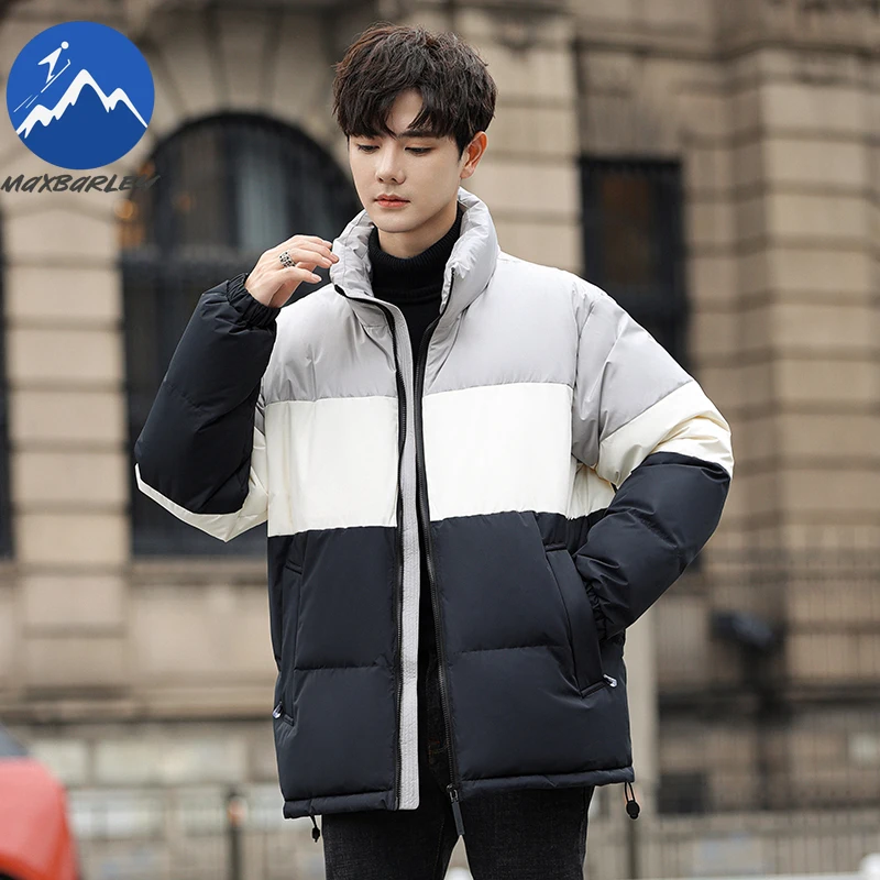 

Maxbarley Роскошный мужской пуховик с воротником-стойкой, ветрозащитное пальто для городских приключений, модное уличное утепленное зимнее пальто