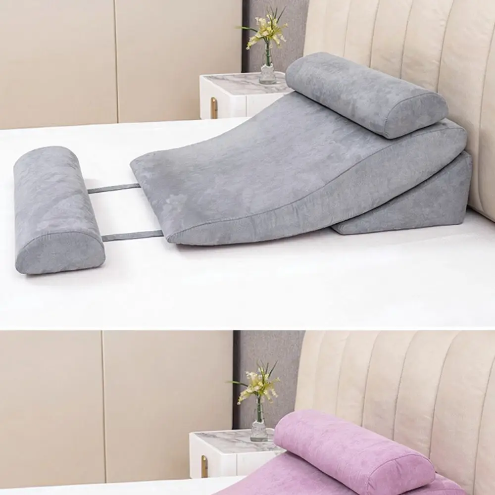 Suede Fabric Adjustable Triangle Wedge Pillow Bed Backrest Support Cushion For Pregnancy Nursing Acid Reflux Care