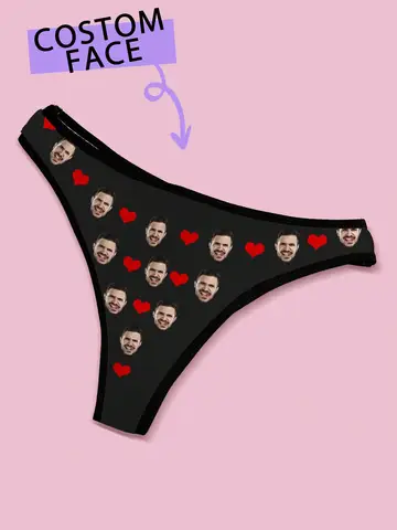 Custom Face Womens Thong Personalized Photo Underwear Funny Custom Womens Thong Panties Five Sizes Available Gift for Her