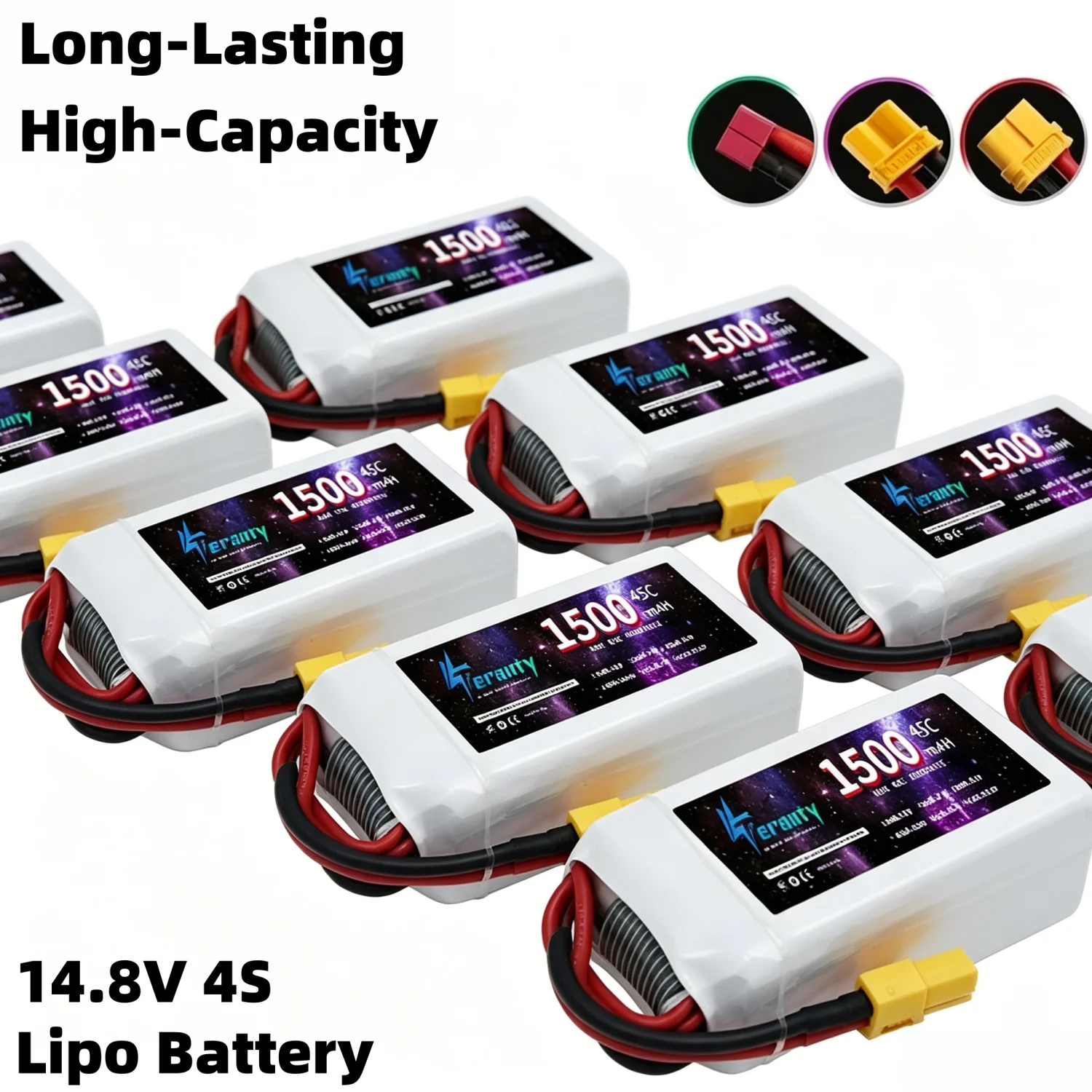 4S 14.8V LiPo Battery 1500-10400mAh Optional, Rechargeable Lithium Cell as Spare Parts for RC Car, Drone & Racing Models
