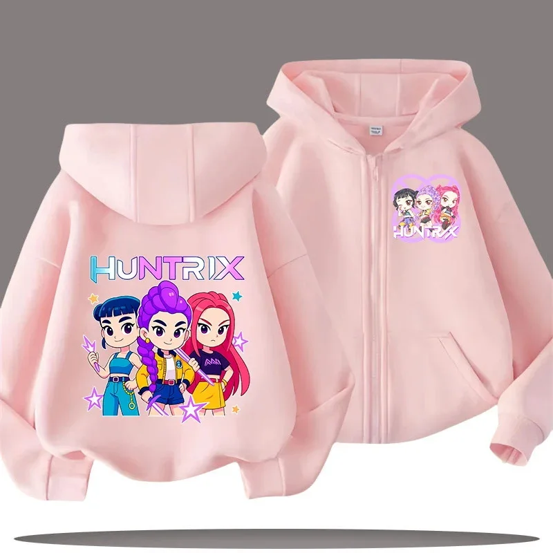 زمم البلوز Huntrix Kpop شيطان الصيادين الأطفال هوديس الفتيات بلايز عادية الأولاد ملابس رياضية الكرتون سستة هودي الاطفال معطف