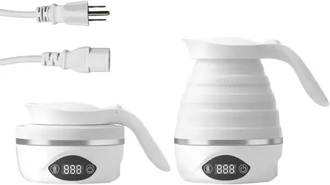 Collapsible Travel Kettle, Electric Portable Foldable for Boiling Water, Dual Voltage 110V-220V, 850W Mini BPA-Free Silicone