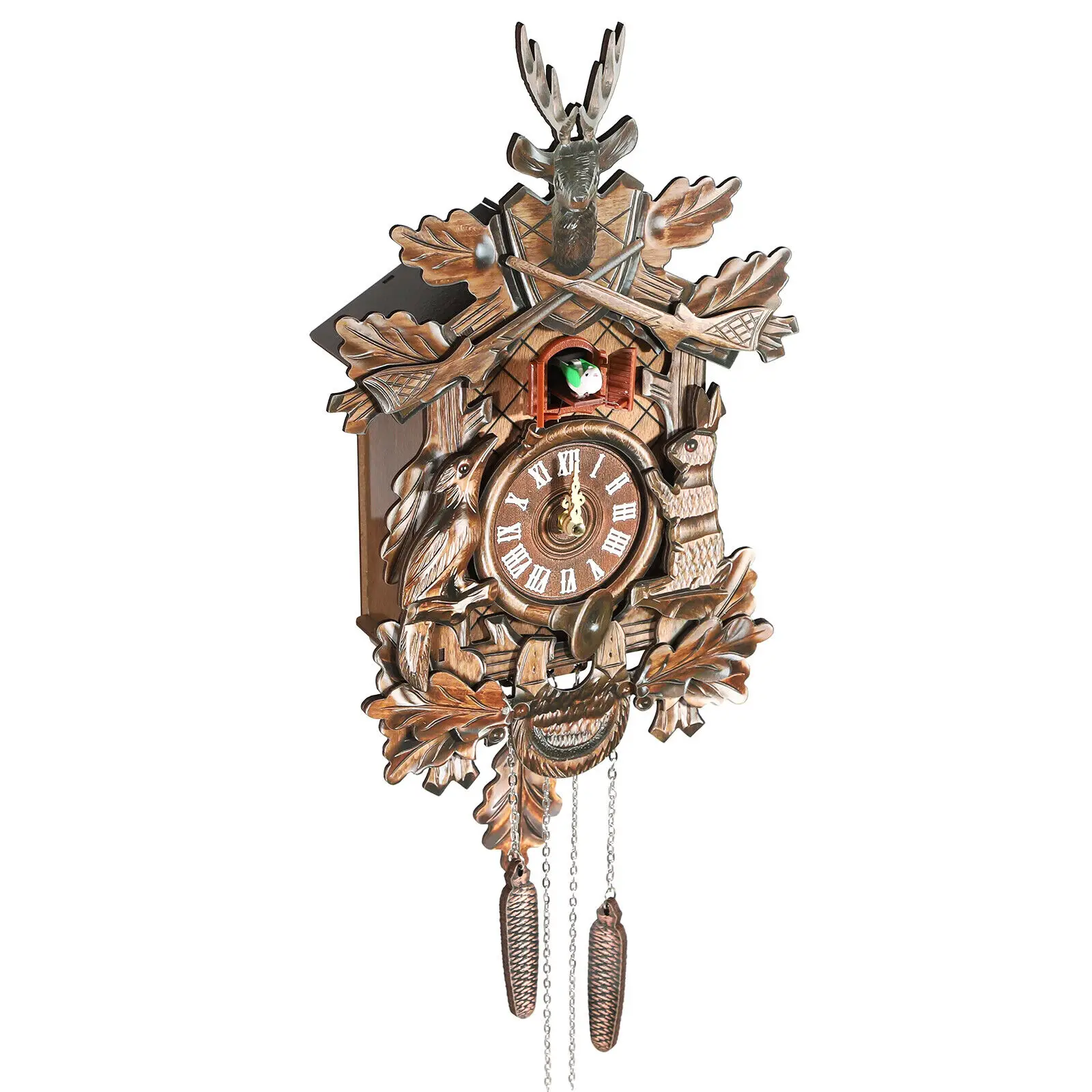 

Vintage German Black Forest Wooden Hunter Cuckoo Clock - Traditional Handcrafted Design