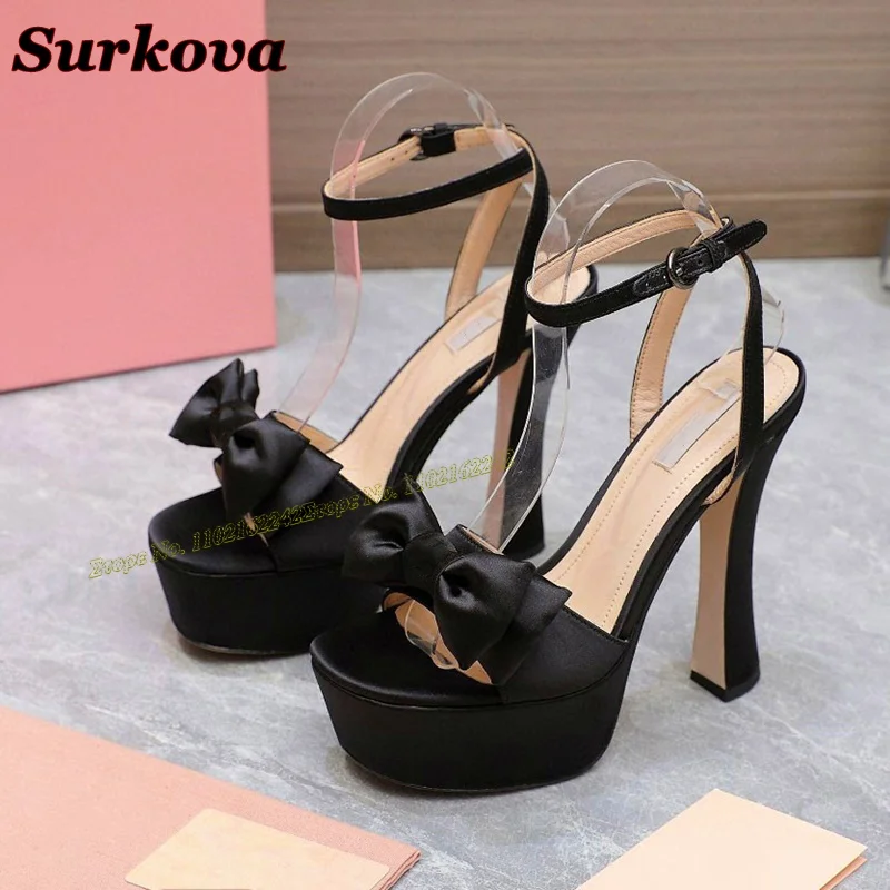 Pink Leather Elegant Sandals Women Round Toe Thick Heel Platform Sandals Ladies Luxury Sexy Simple Dress Satin Women Heels 2024