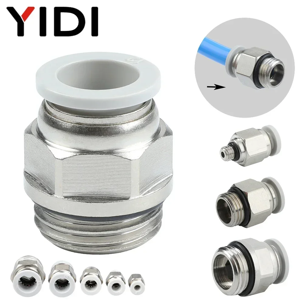 5/10 Uds 4mm 6mm 8mm 10mm 12mm G1/4 tubo de manguera de aire neumática accesorios de montaje de tubería juego de conectores de conexión de PC de plástico G1/8 G1/2