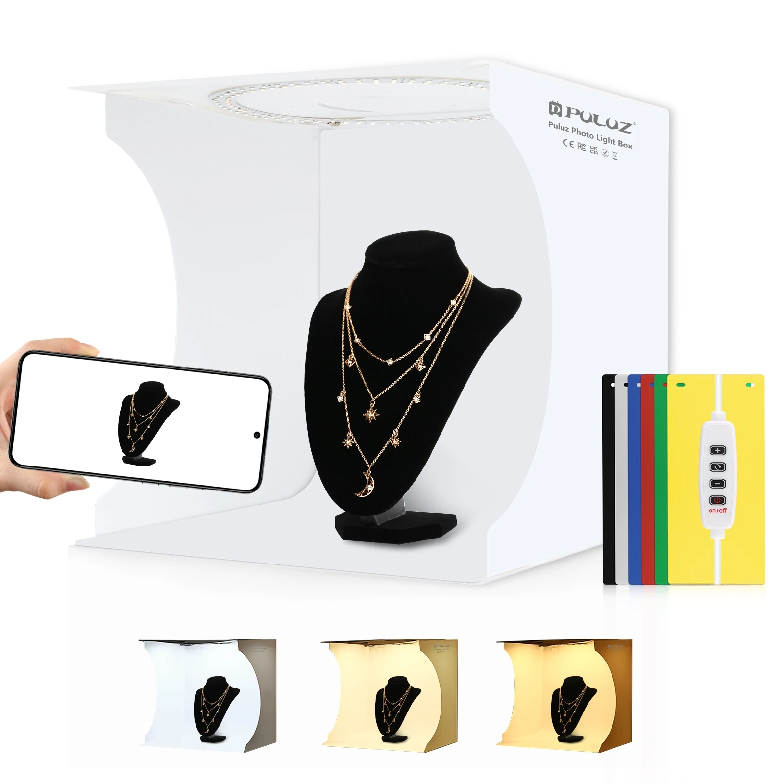 PULUZ Photo Studio Box 25 30cm Photo Light Box Foldable Photography Ring LED Panel Box Shooting Tent Box Kit With 6 12 Colors
