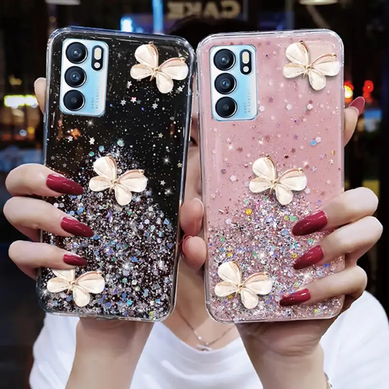 3D Butterfly Soft Phone Case For OPPO A9 2020 A53 A32 A7 A3S A5S F15 F9 F11 A92S A74 A54 4G A15 A16 A17 cover cases