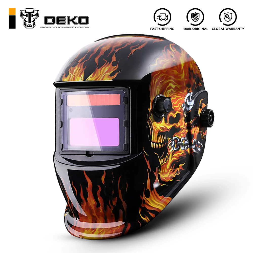 DEKO-Máscara Elétrica Auto Escurecimento, Capacete De Soldagem, Lente De Alcance Ajustável, Equipamento De Solda, MIG, Máquina De MMA