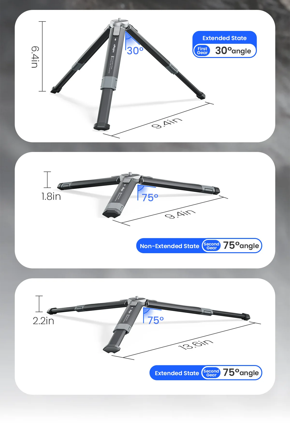 aMagisn Metall-Stativ mit Ausziehbaren Beinen in 2 Stufen, Stabilisierende Halterung für Insta360 X5 DJI Action 6 5pro GoPro 13 12 – Detail 7