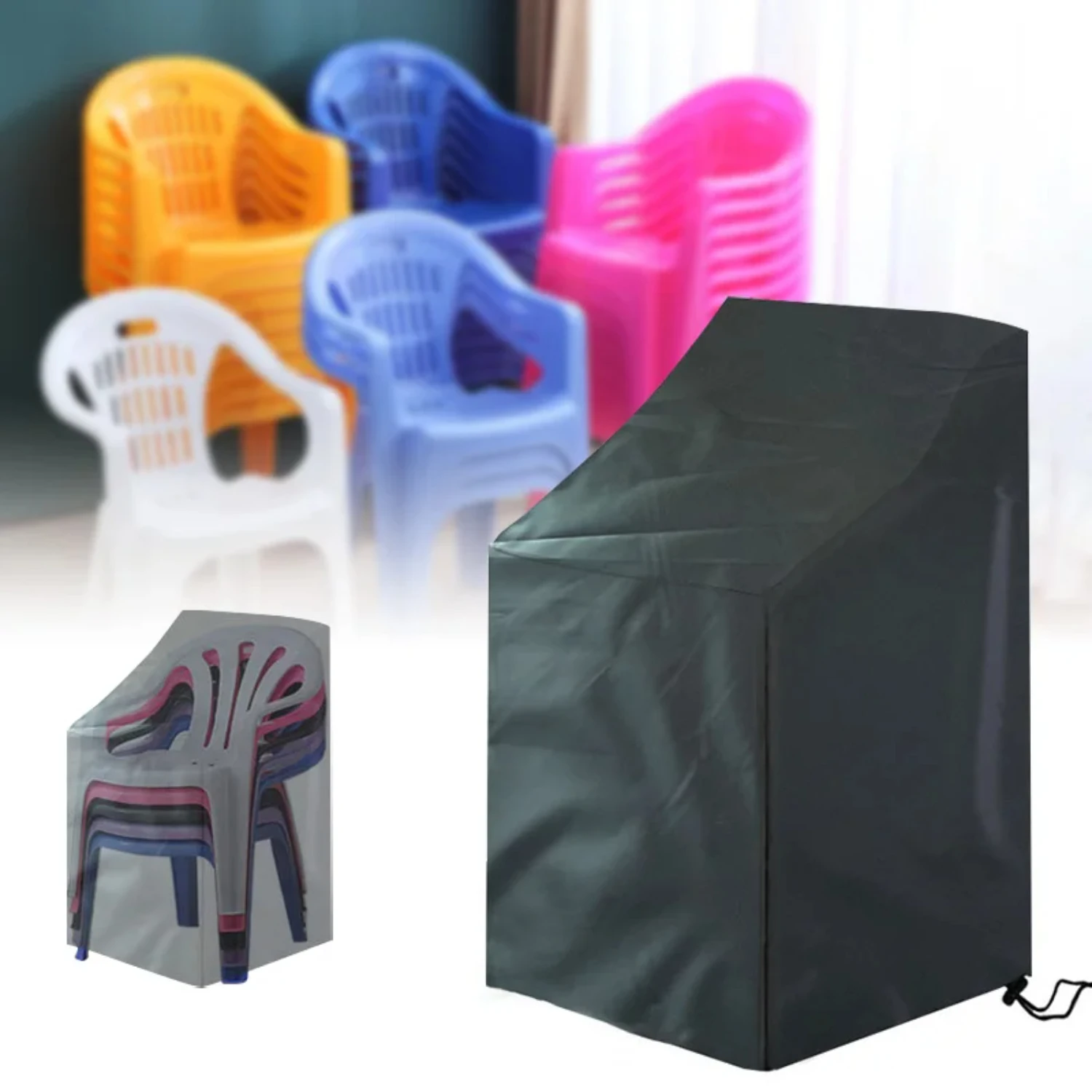 

Outdoor Garden Chair Dust Cover Stacked Chair Bag Patio Protector Organizer Waterproof High Quality