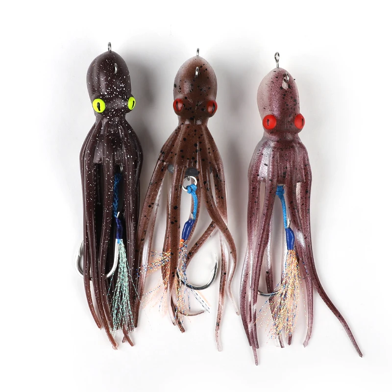 T Cuttlefish lure TPR UV Luminous Inkfish Bait 110g 150g Jig Head With Octopus Skirt Trolling lure